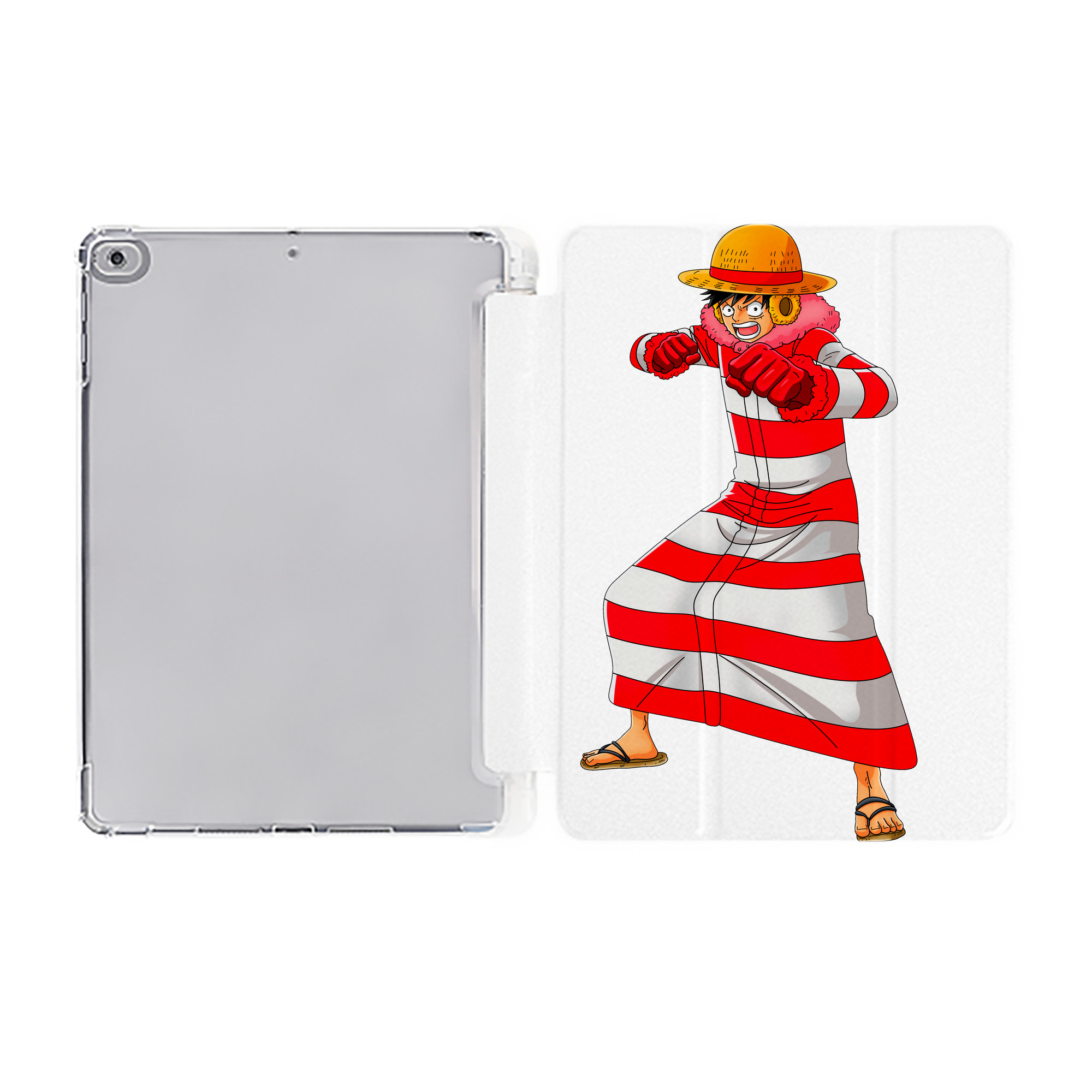 （画像用） ワンピース モンキー・D・ルフィ ONE PIECE Monkey D. Luffy IPad ケース ペン収納付き 三つ折りスタンド PUレザー×シリコン 対応機種9.5/10.5/10.9インチ